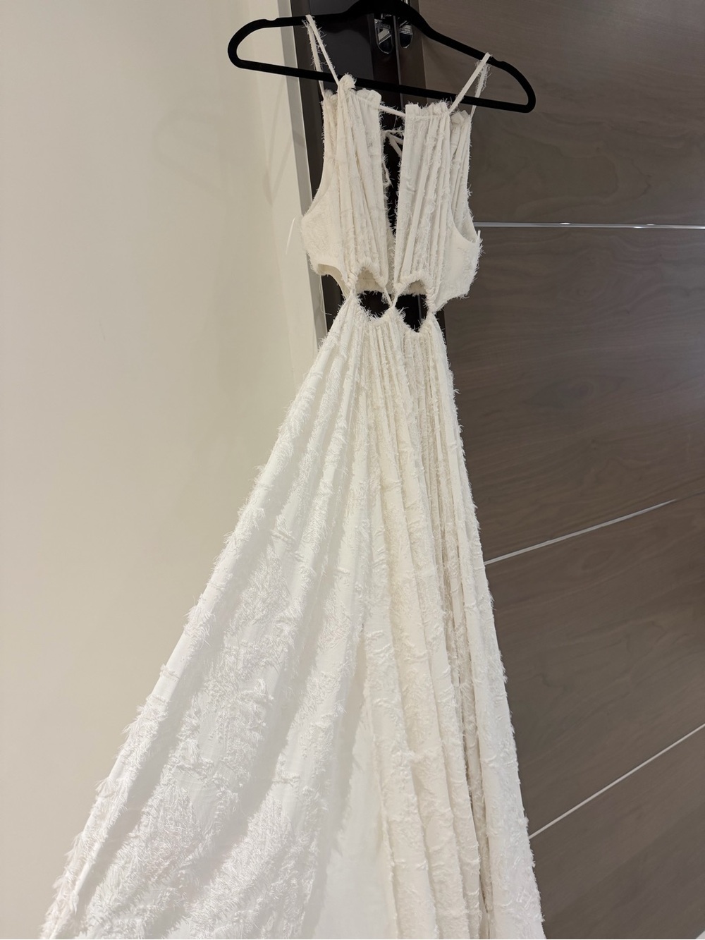cult gaia Cream Textured Maxi Dress with Cutout Waist